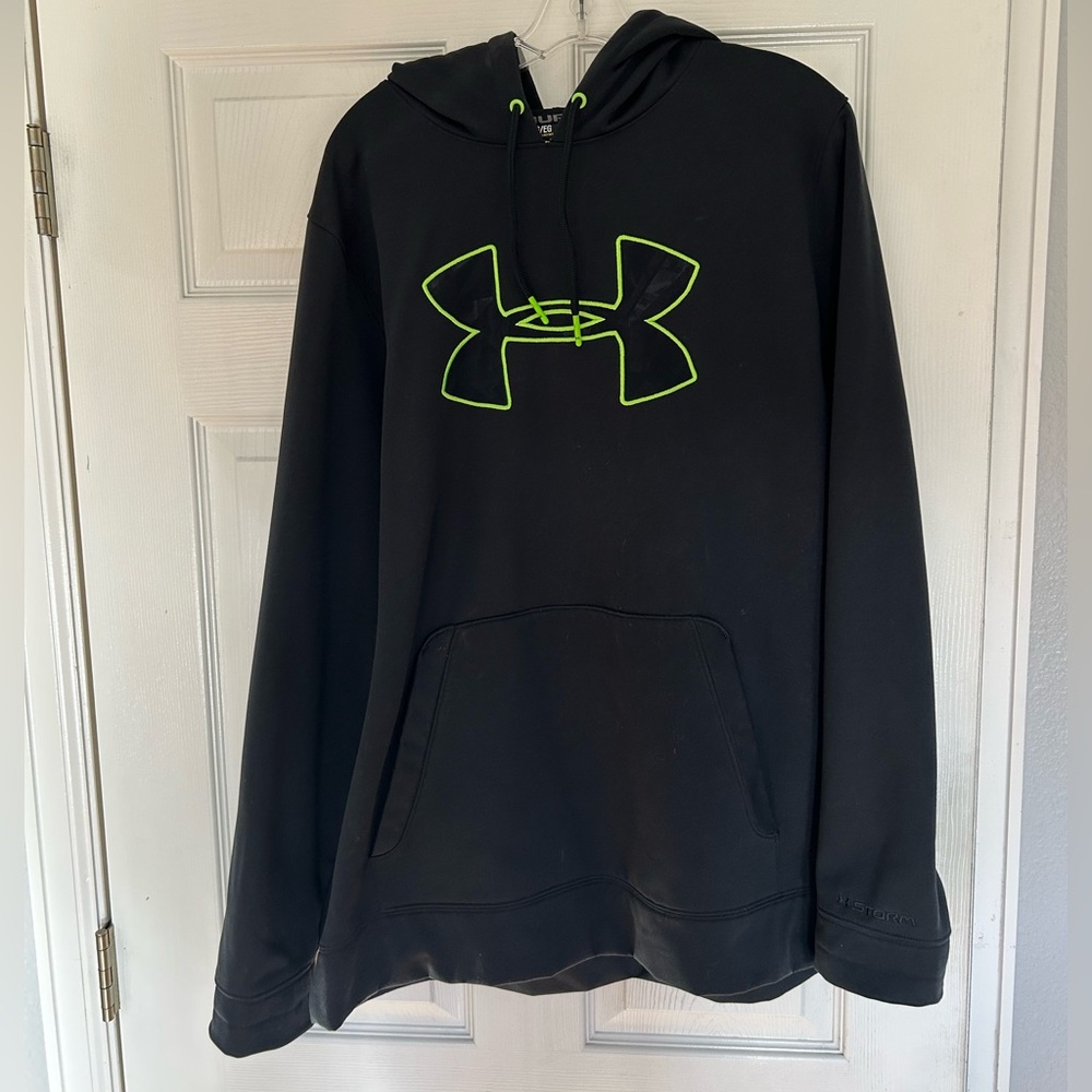 Under Armour Hoodie Black with Neon Green Trim Size: XL